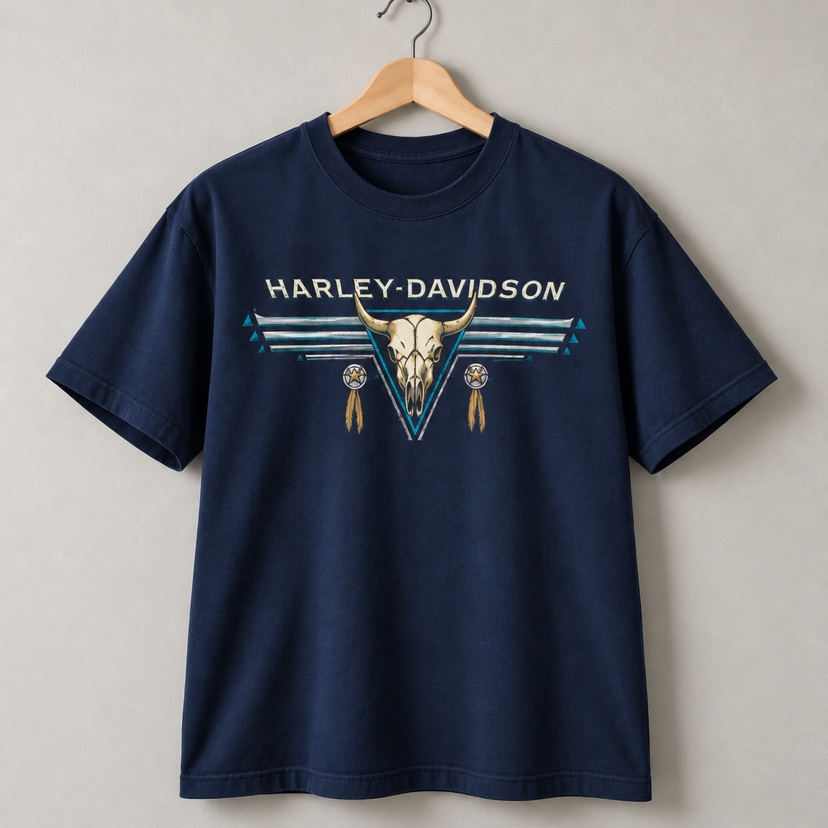 Harley-Davidson Longhorn Skull Western Motorcycle Biker Graphic T-Shirt