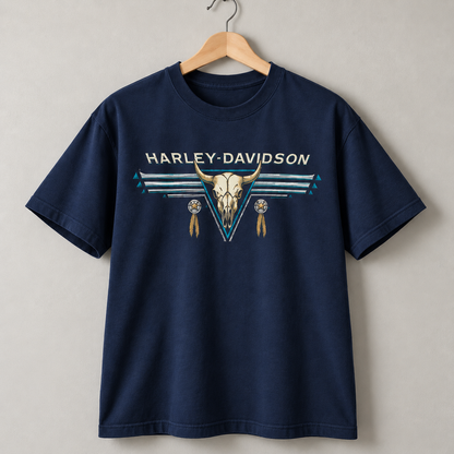 Harley-Davidson Longhorn Skull Western Motorcycle Biker Graphic T-Shirt