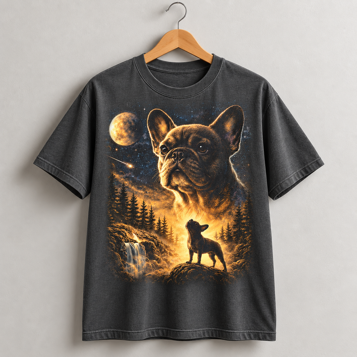 French Bulldog Moonlight Wilderness Graphic T-Shirt Dog Lover