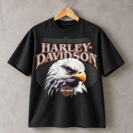 Harley-Davidson Bald Eagle Vintage Motorcycle Graphic T-Shirt