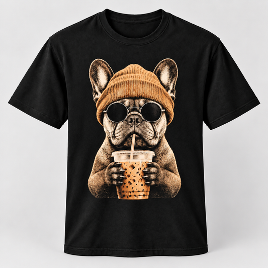 French Bulldog Boba Tea Graphic Tee – Funny Frenchie Shirt