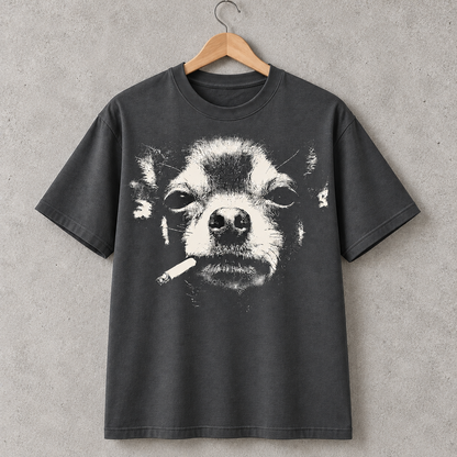Chihuahua Smoking Dog T-Shirt, Funny Grunge Graphic Tee