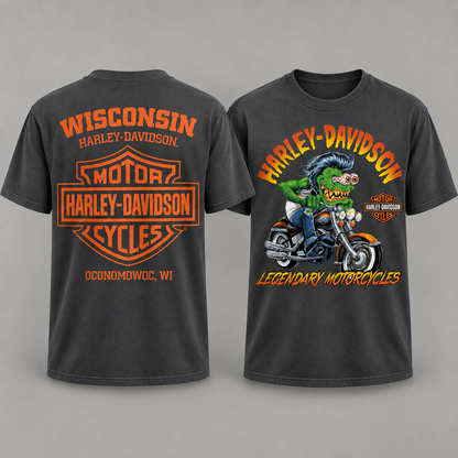 Harley Davidson Wisconsin Motorcycle Graphic Tee Vintage Biker