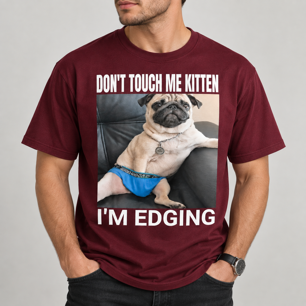Funny Pug Don’t Touch Me Kitten Meme T-Shirt for Pug Lovers