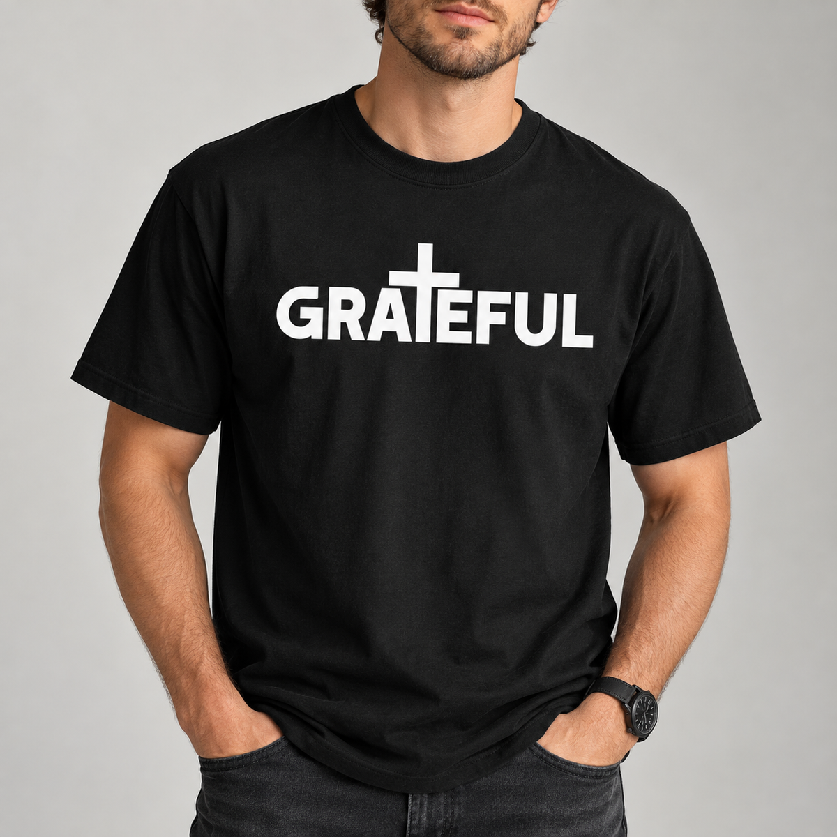 Jesus Christian Grateful Cross T-Shirt, Faith Graphic Tee