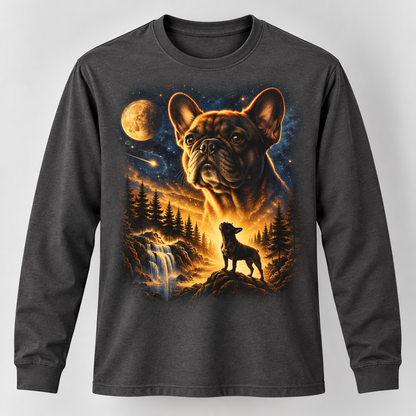 French Bulldog Moonlight Wilderness Long Sleeve T-Shirt Dog Lover