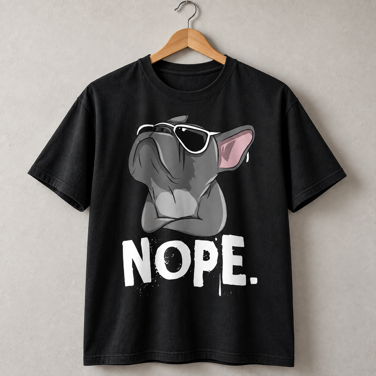 Funny French Bulldog Nope Graphic T-Shirt Frenchie Dog Lover