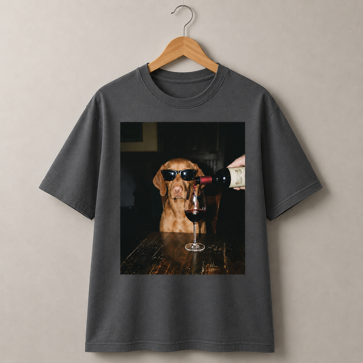 Funny Dog Wine Lover Graphic T-Shirt Vintage Style