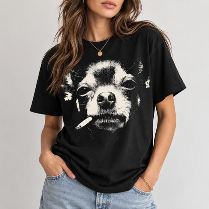 Chihuahua Smoking Dog T-Shirt, Funny Grunge Graphic Tee