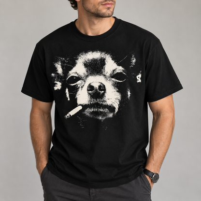 Chihuahua Smoking Dog T-Shirt, Funny Grunge Graphic Tee