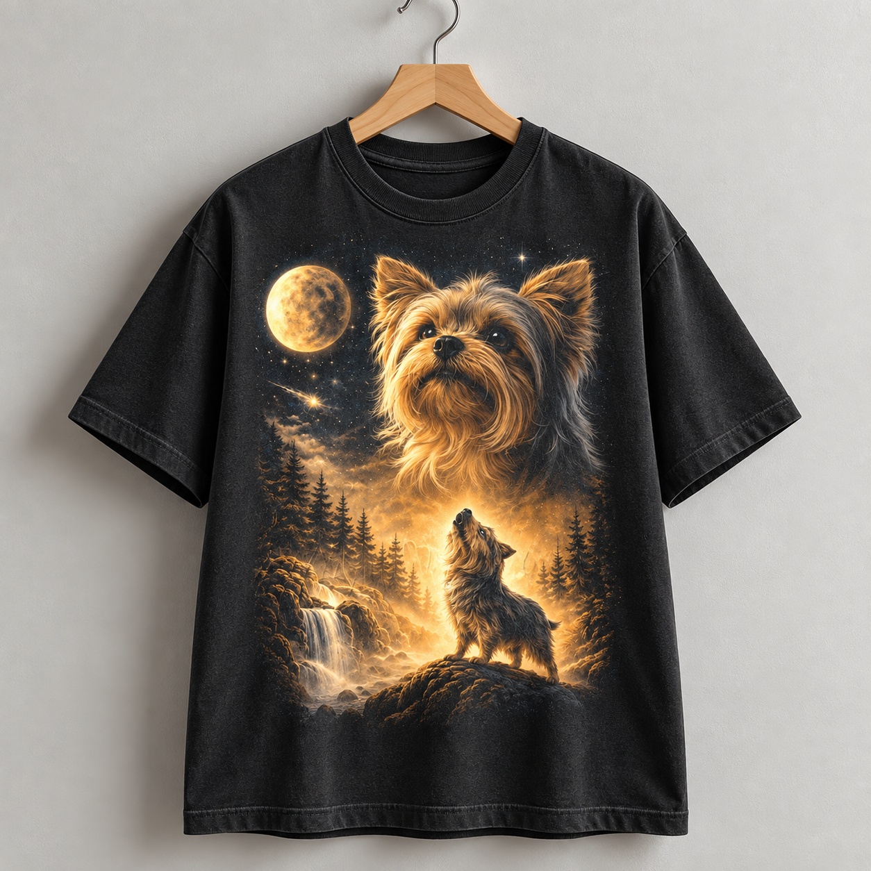 Yorkshire Terrier T-Shirt, Yorkie Moonlight Dog Graphic Tee