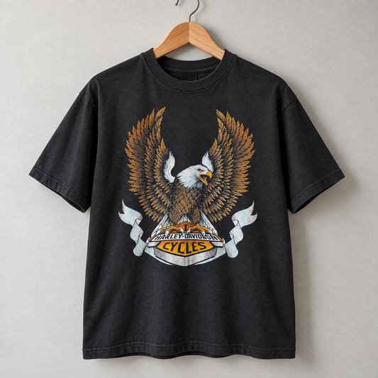 Harley-Davidson Vintage Bald Eagle Motorcycle Biker Graphic T-Shirt