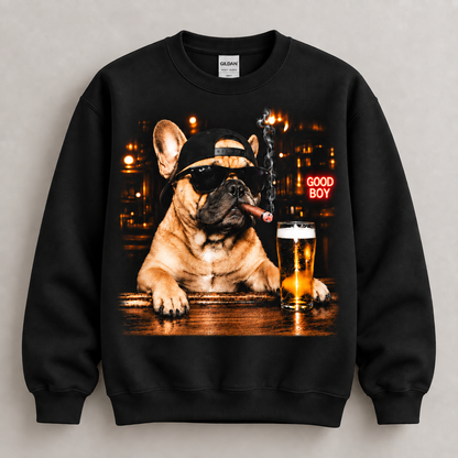 Funny French Bulldog Good Boy Bar Graphic T-Shirt Dog Lover