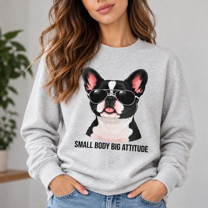 Funny French Bulldog Small Body Big Attitude T-Shirt Dog Lover Tee Long Sleeve