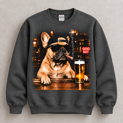 Funny French Bulldog Good Boy Bar Graphic T-Shirt Dog Lover
