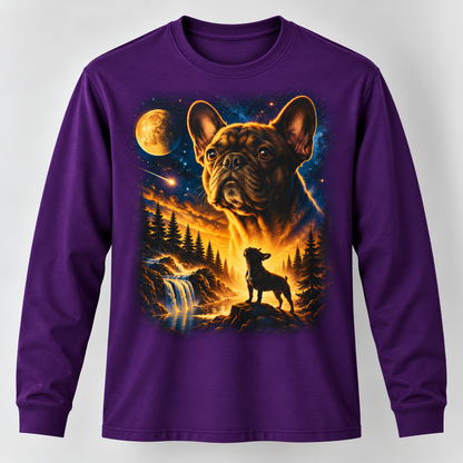 French Bulldog Moonlight Wilderness Long Sleeve T-Shirt Dog Lover
