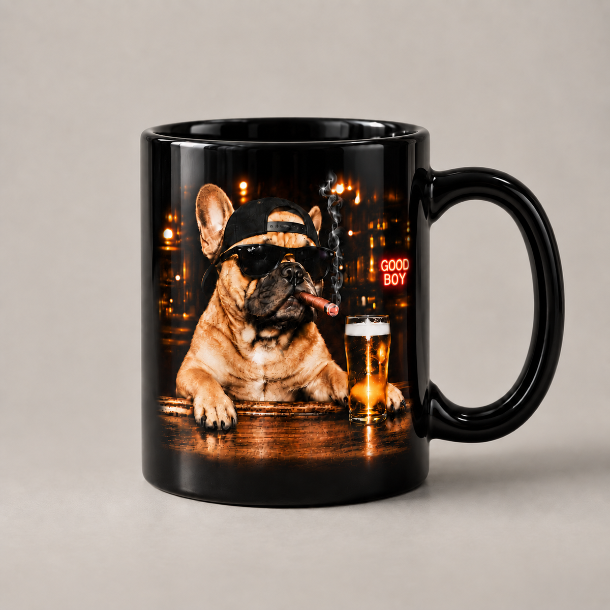 Funny French Bulldog Good Boy Bar Graphic T-Shirt Dog Lover