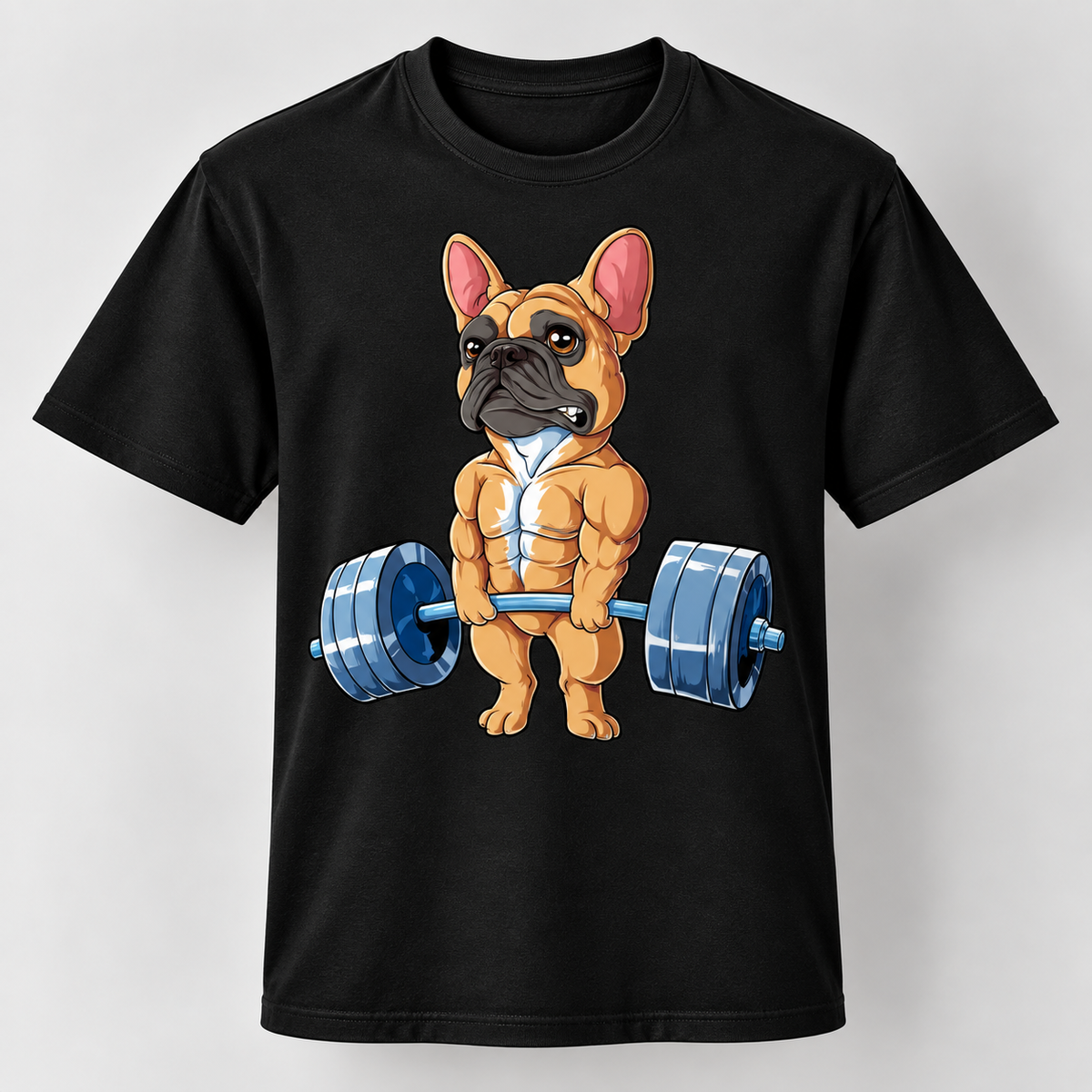 Funny French Bulldog Weightlifting Graphic T-Shirt Gym Dog Lover