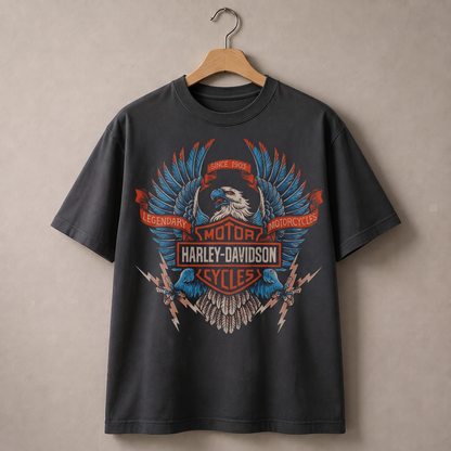 Vintage Harley Davidson Cycles T-Shirt Eagle Graphic Biker Motorcycle Retro