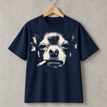 Chihuahua Smoking Dog T-Shirt, Funny Grunge Graphic Tee