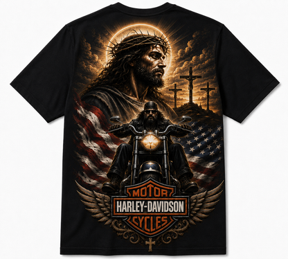 Jesus Christ Eagle American Flag Vintage Graphic T-Shirt